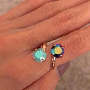 Iridescent Turquoise + Peacock Rose Gold Crystal Ring